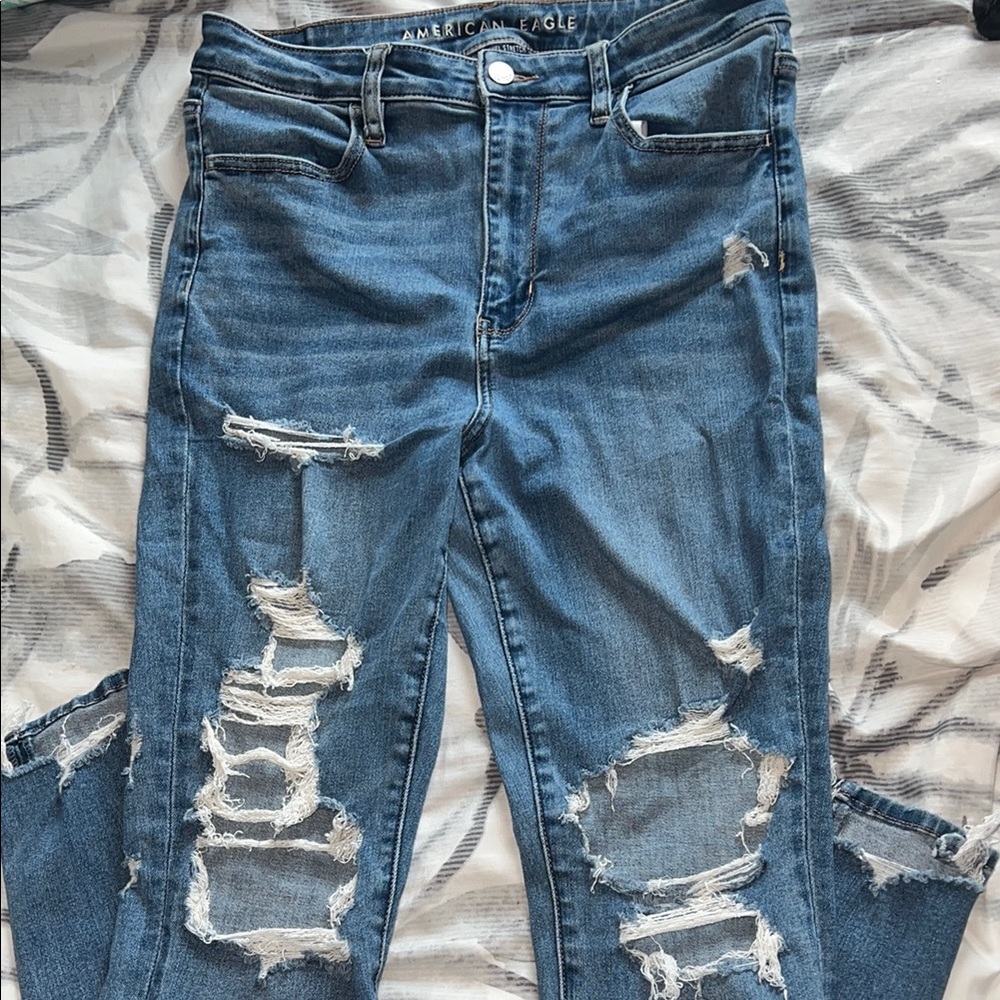 American Eagle Outfitters Blue Skinny Jeans Distressed